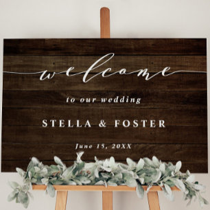 Rustic Faux Wood Wedding Welcome Foam Board