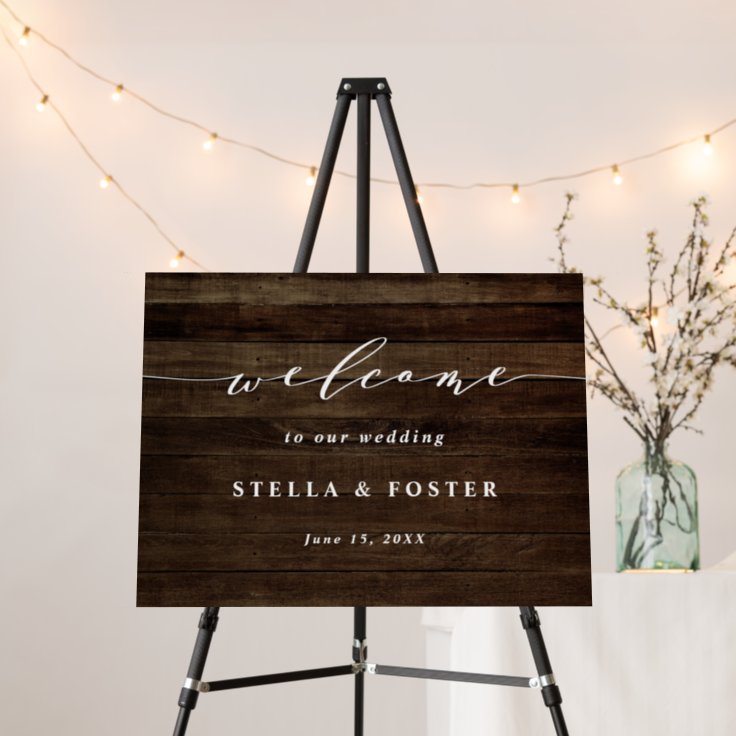 Rustic Faux Wood Wedding Welcome Foam Board | Zazzle