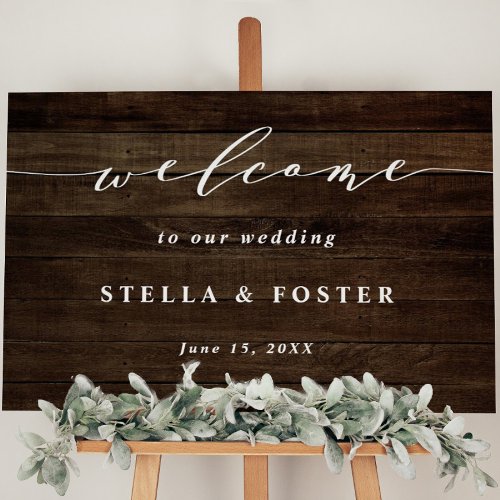 Rustic Faux Wood Wedding Welcome Sign