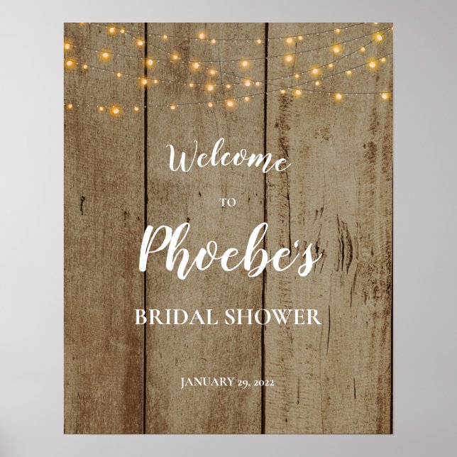 Rustic Faux Wood Welcome To Bridal Shower Poster (Front)