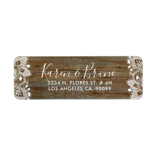 Rustic Faux Wood  White Floral Lace Label
