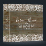Rustic Faux Wood & White Wedding Lace Binder<br><div class="desc">Elegant white vintage wedding lace over rustic wood background,  customizable wedding template.</div>