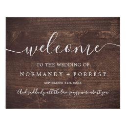 Rustic Faux Wooden Wedding Welcome Faux Canvas Print