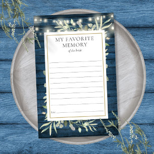 Rustic Favorite Memory Greenery Bridal Shower Card