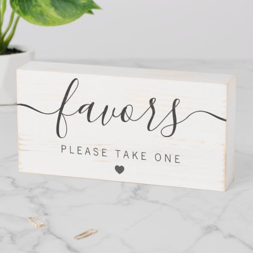 Rustic Favors Sign for Wedding Wood Box