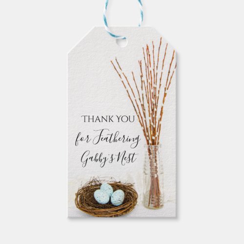 Rustic Feather Her Nest Eggs Baby Shower Favor Tag