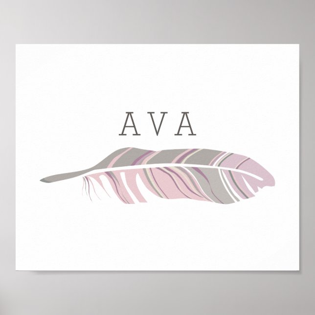 Rustic Feather | Purple Personalized Name Wall Art (Front)
