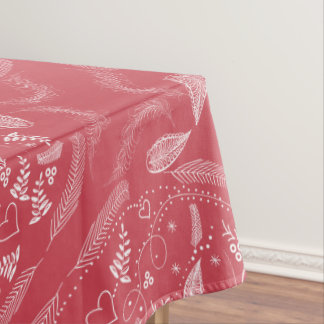 Rustic Feathers Love Birds Pattern Cottage Lodge Tablecloth