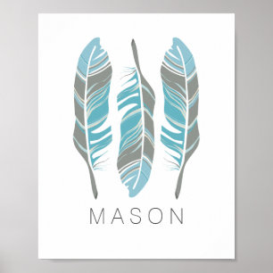 Rustic Feathers Stay Wild Personalized Wall Art