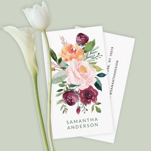 Rustic Feminine Floral Bouquet Entrepreneur Business Card