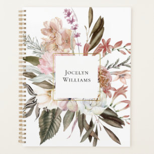 Rustic Feminine Floral Bouquet with Name Planner