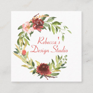 Rustic, Feminine Floral Wreath Business Card