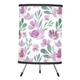 Rustic Feminine Watercolor Floral Pink Tripod Lamp
