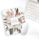 Rustic Feminine Watercolor Wildflowers Floral Mouse Pad<br><div class="desc">A lovely nature inspired design with a rustic bouquet of mixed wildflowers in neutral watercolor shades of beige, peach, pink, off-white and terracotta with moss-green leaves and stems. This unique floral design has a square frame in the center surrounded by a faux gold foil border. The look is casual sophistication...</div>