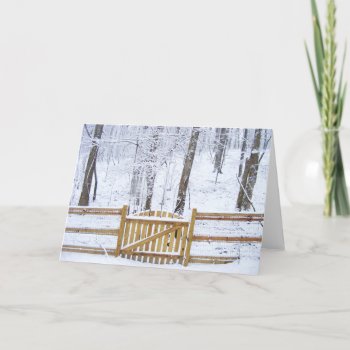 Rustic Fence In The Snow Holiday Card by DesireeGriffiths at Zazzle