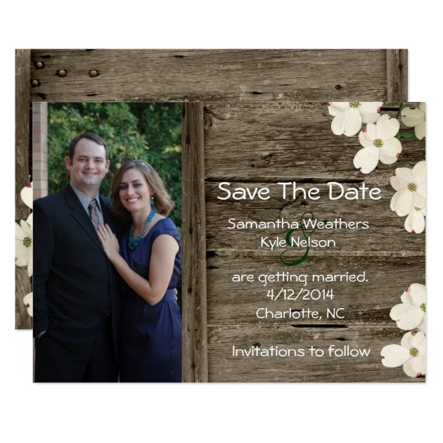 Rustic Fence Photo Save The Date Announcement