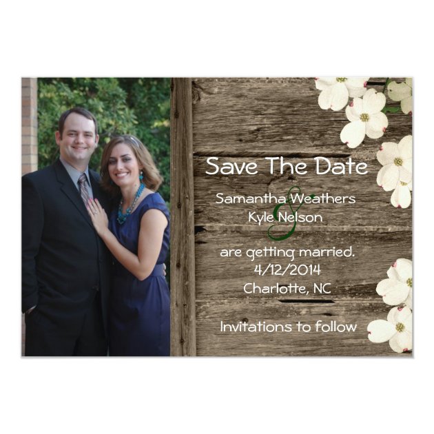 Rustic Fence Photo Save The Date Announcement