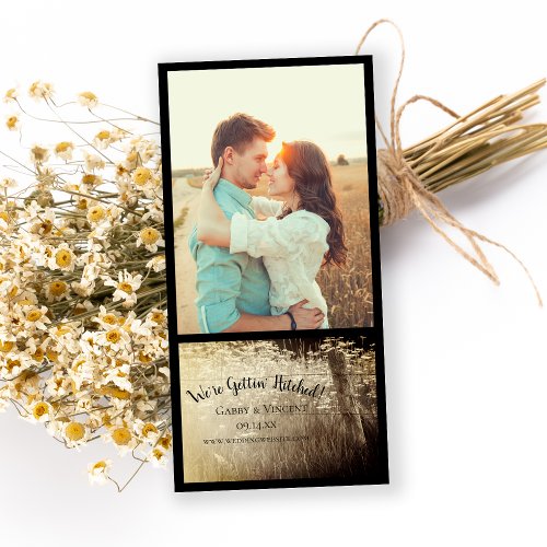 Rustic Fence Post and Wildflowers Country Sepia Save The Date