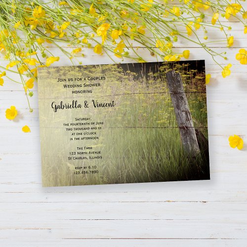 Rustic Fence Post Country Couples Wedding Shower Invitation