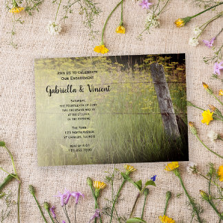 Rustic Fence Post Country Engagement Party Invitation