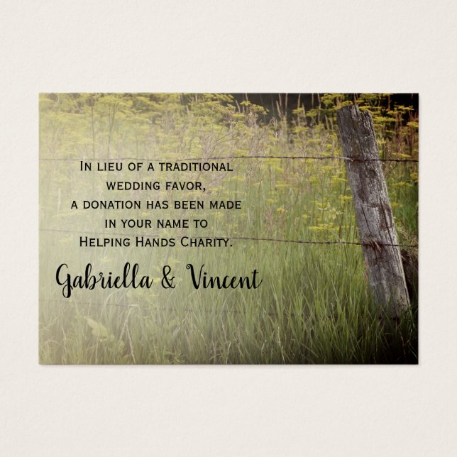 Rustic Fence Post Country Wedding Charity Favor (Front)