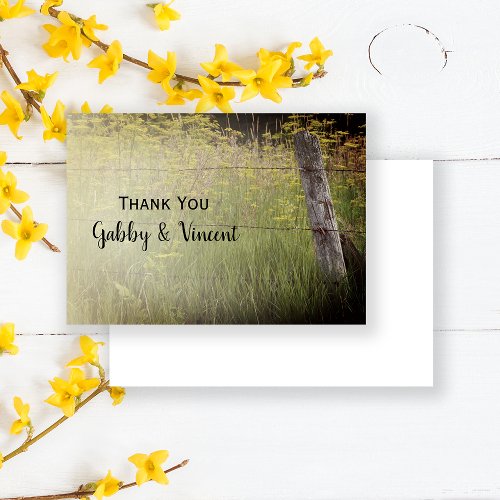 Rustic Fence Post Country Wedding Thank You Note