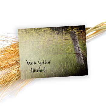 Rustic Fence Post Wildflowers Country Wedding Announcement Postcard by loraseverson at Zazzle