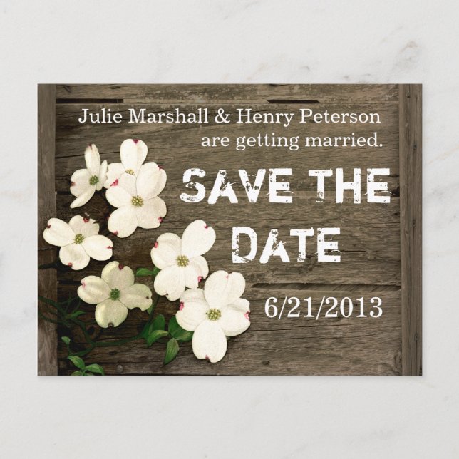 Rustic Fence with Flowers Wedding Save The Date Announcement Postcard (Front)