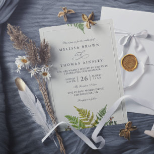 Rustic Fern Forest Greenery Modern Elegant Wedding Invitation