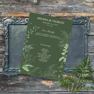 Rustic Fern Green Foliage Emerald Wedding Program
