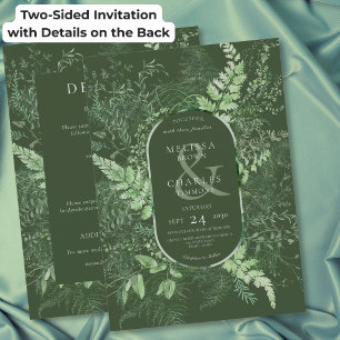 Rustic Fern Green Foliage Green Two Sided Wedding Invitation