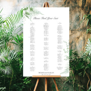 Rustic Fern Green Foliage White Wedding Seating Foam Board