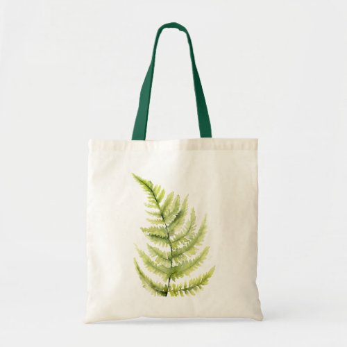 Rustic Fern Leaf Botanical Watercolor Greenery Tote Bag