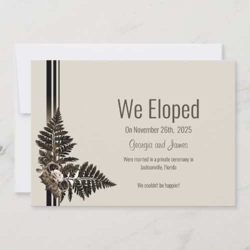 Rustic Fern Leaf Elopement Announcement