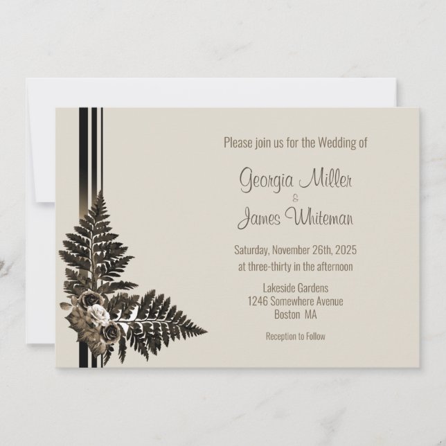 Rustic Fern Leaf Wedding Invitation (Front)