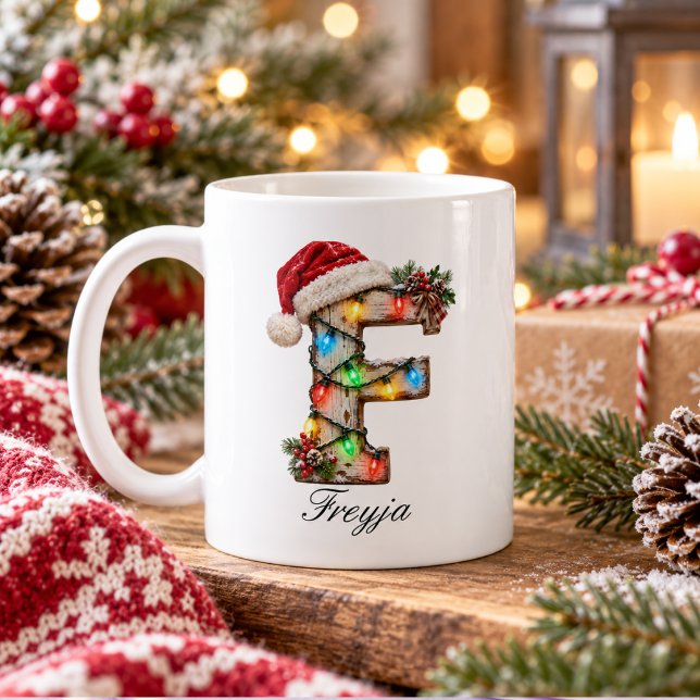 Rustic Festive Christmas Monogram Letter F Coffee Mug (Rustic Festive Christmas Monogram Letter F Coffee Mug
)