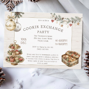 Rustic Festive Cookie Exchange Party Invitation