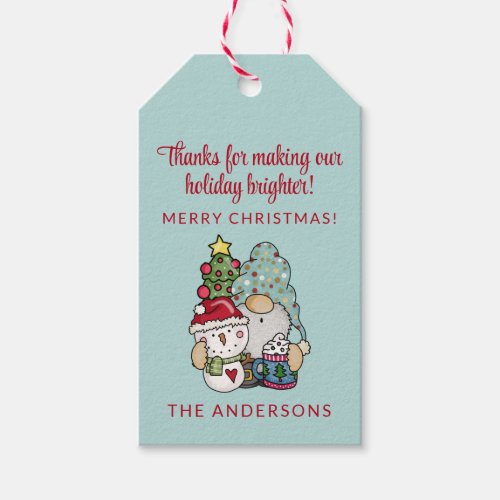 Rustic Festive Gnome Merry Christmas Party Favor G Gift Tags