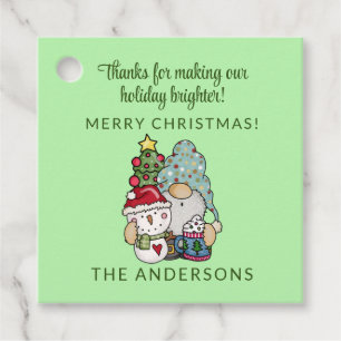 Rustic Festive Gnome Merry Christmas Party Favor Tags