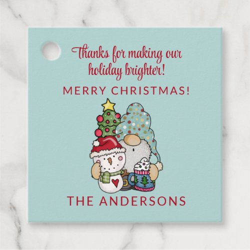 Rustic Festive Gnome Merry Christmas Party Favor Tags