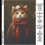 Rustic Festive Kitten, Coat &amp; Scarf ED7L Decoupage Tissue Paper