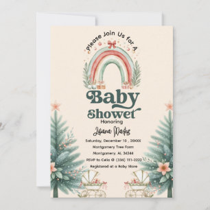 Rustic Festive Rainbow Christmas Baby Shower Invitation