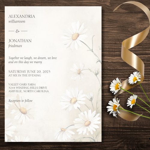 Rustic Field of Daisies Wedding  Invitation