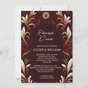 Rustic Fiesta Floral Rose Spanish Rehearsal Dinner Invitation