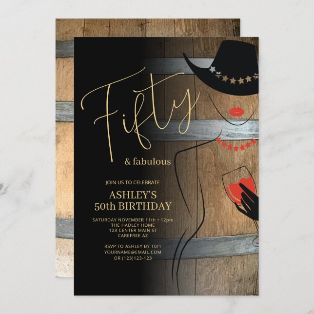 Rustic Fifty Fabulous 50th Birthday Invitation (Front/Back)