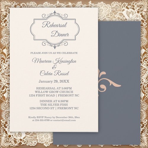 Rustic Filigree Rehearsal Dinner Invitation