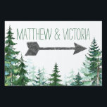 Rustic Fir Tree Wedding Sign<br><div class="desc">Fir tree wedding sign with watercolor trees and arrow on a choose your own color background. You can customize this rustic tree wedding sign by adding your details in the font style and color of your choice.</div>