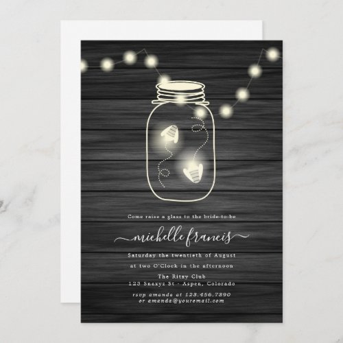 Rustic Fire Flies Mason Jar Bridal Shower Invitati Invitation