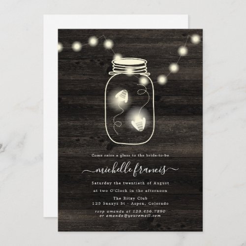 Rustic Fire Flies Mason Jar Bridal Shower Invitati Invitation