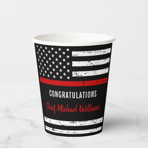 Rustic Firefighter Retirement Party Congrats Paper Cups